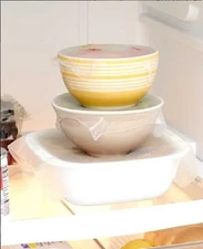 Reusable Stretch to Fit Silicone Wraps Cover Bowls & Dishes Keep Fresh Set Of 3