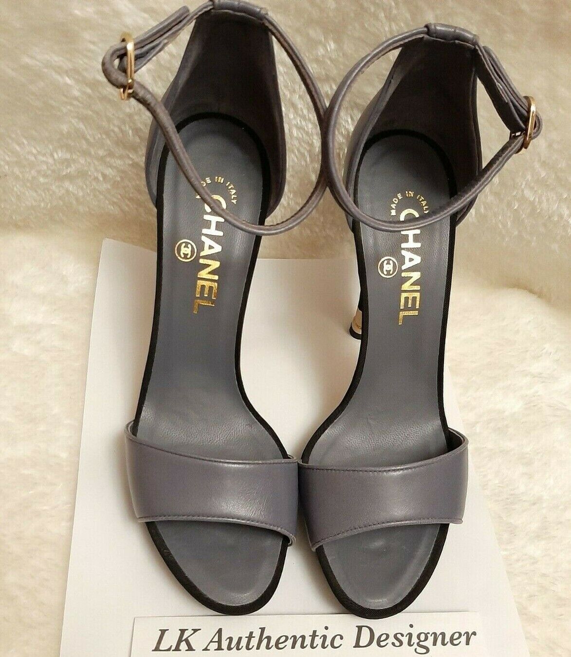 Chanel Ladies Leather High Heels Party Sandals/Shoes in Grey Size 38 ~  Pre-loved | eBay