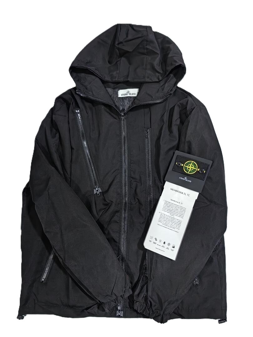 Vintage STONE ISLAND Hooded Jacket Cotton Black Men Out Side Vintage STONE ISLAND Hooded Jacket Cotton Black Men Out Side