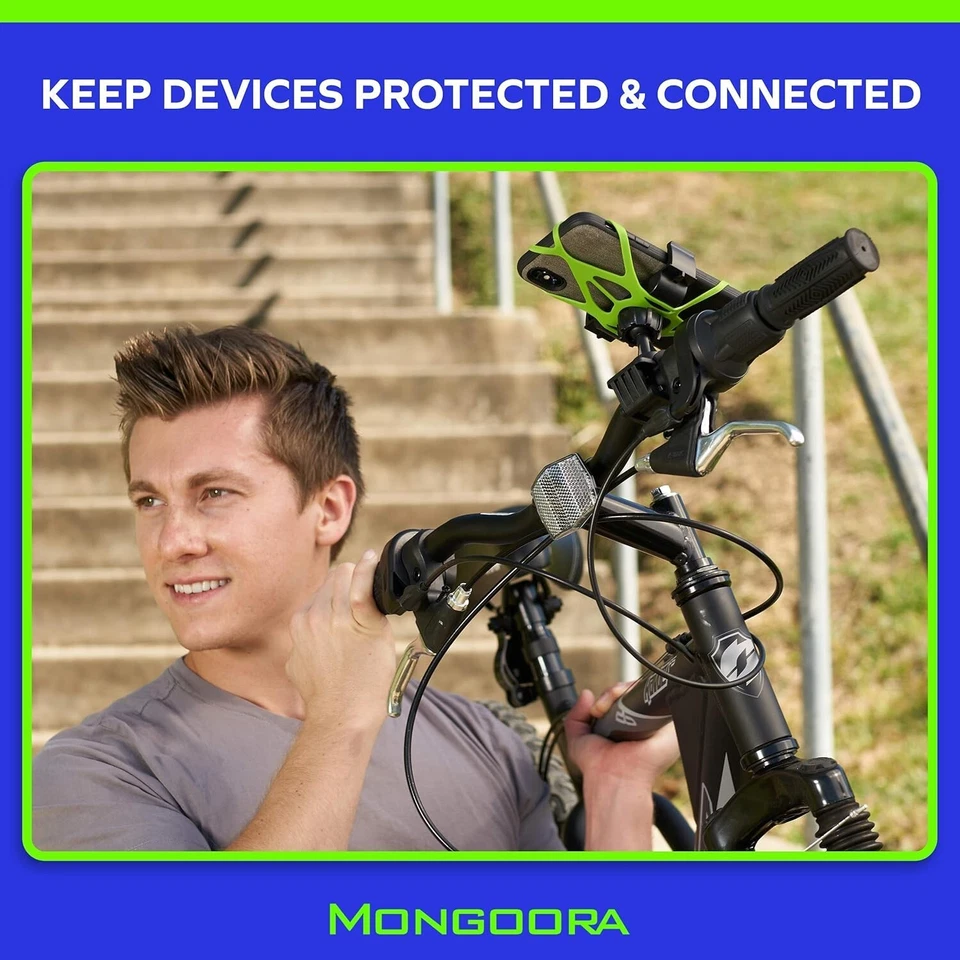 Mongoora Bike & Motorcycle Phone Mount 3 Silicone Bands (Black, Red, Green) - Image 3 of 4