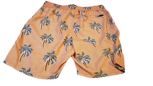 Rip Curl LayDays Swim Trunks Size Medium Elastic Waistband Orange Palm Trees - Picture 2 of 18