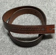 Ranger Belt Co. Gun Belt 46 Brown Western Basket Weave Leather No Buckle WB172