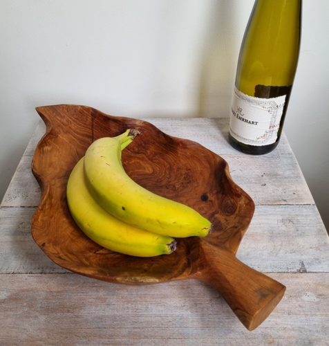 Natural Teak Root Leaf Bowl/Rustic/Handcrafted 40x24x5cm - Picture 3 of 7