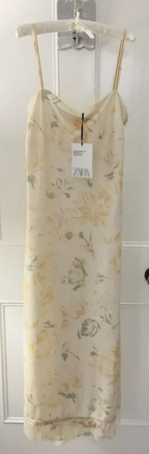 Zara Limited Edition Ecru Multi-Printed Sequinned Dress Size M BNWT RRP £99.99