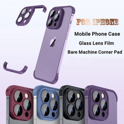 For iPhone 16 15 14 13 Pro Max ShockProof Corners Lens Housing Frame Phone Case