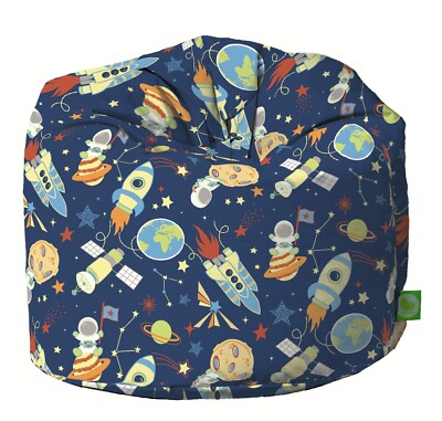 Bean Lazy  Sitzsack 100% Baumwolle groß blau Space Explorer mit Füllung