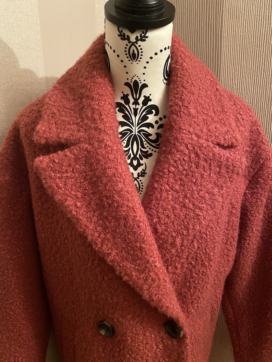 Manteau Oversize Primark – Taille 6 – Couleur Saumon – Texture Type Laine – Coupe Décontractée