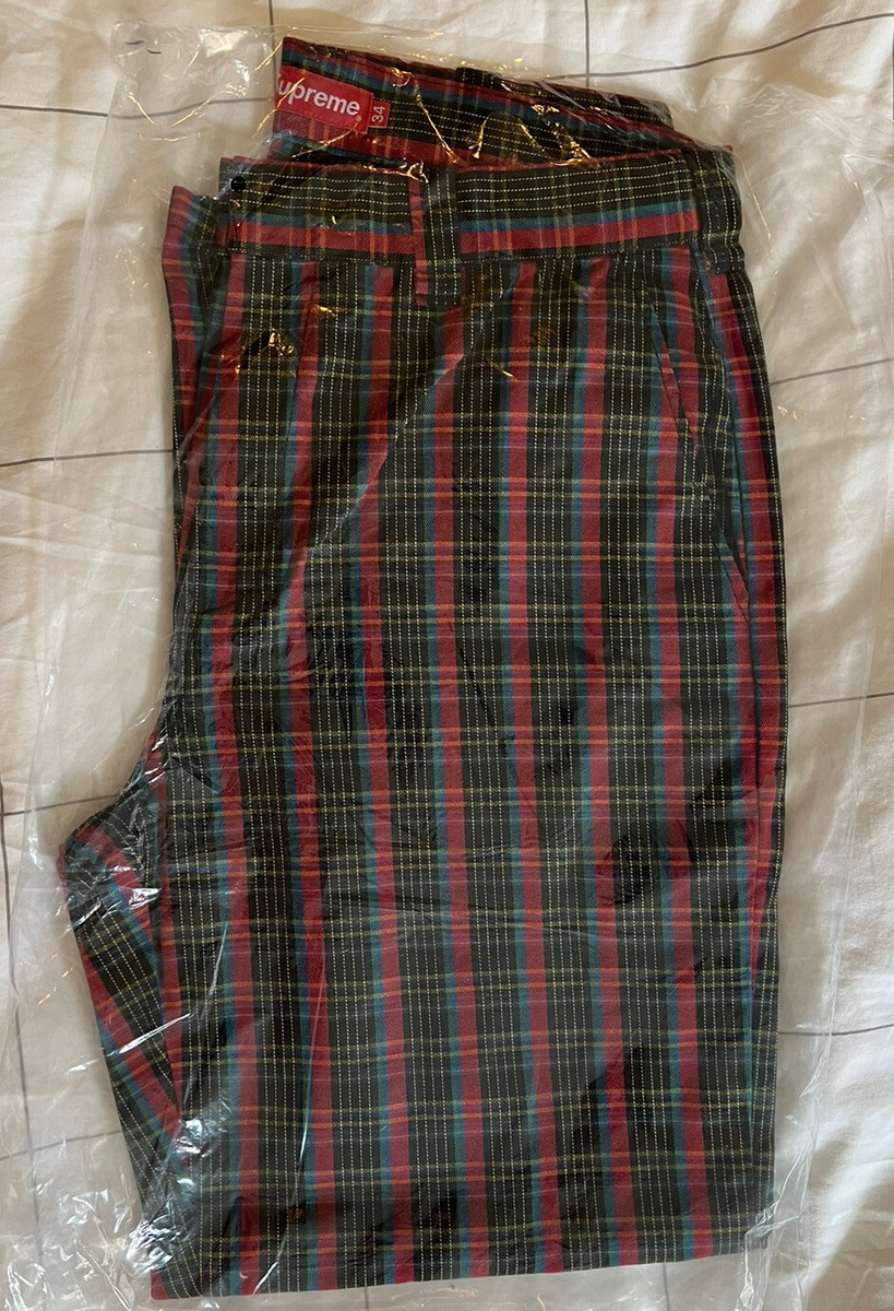 Supreme SS23 Work Pant Red Plaid Size 34 Heavy Cotton Blend