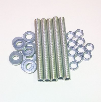 Kit 10 pezzi tubo filettato 10X1 L 15mm più 10 dadi più 10 ranelle X lampadari