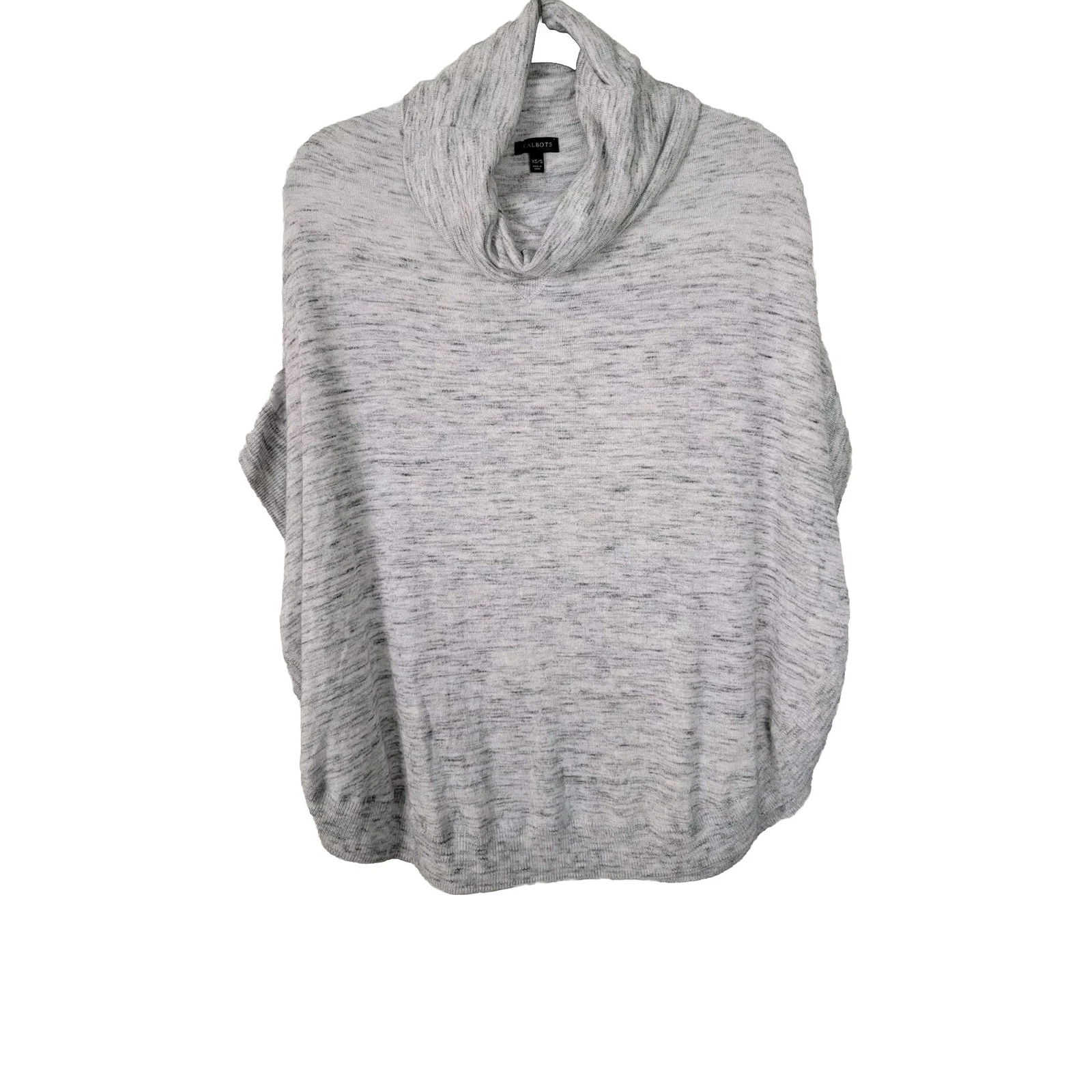 Talbots Cowl Neck Poncho Women’s Sweater Marled Gray Knit XS/S BT4