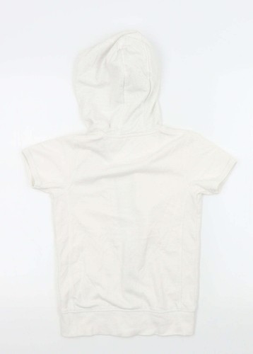indego Girls White 100% Cotton Cardigan Hoodie Size 7-8 Years Zip - MOTIVE ON FR - Picture 2 of 12