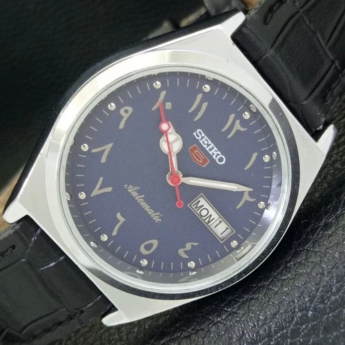 VINTAGE REFURBISHED SEIKO 5 AUTOMATIC 6309A JAPAN MENS BLUE DIAL WATCH a441352-1