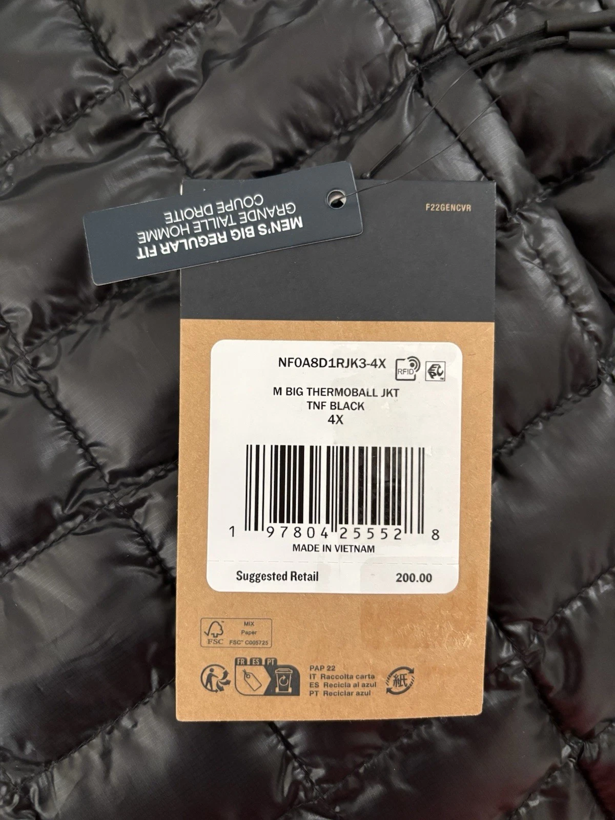 The North Face Men’s Big & Tall Thermoball Quilted Jacket TNF Black 4X NWT $200 - product detail image 18