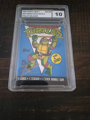 1990 teenage mutant ninja turtles graded Card pack 10 signed