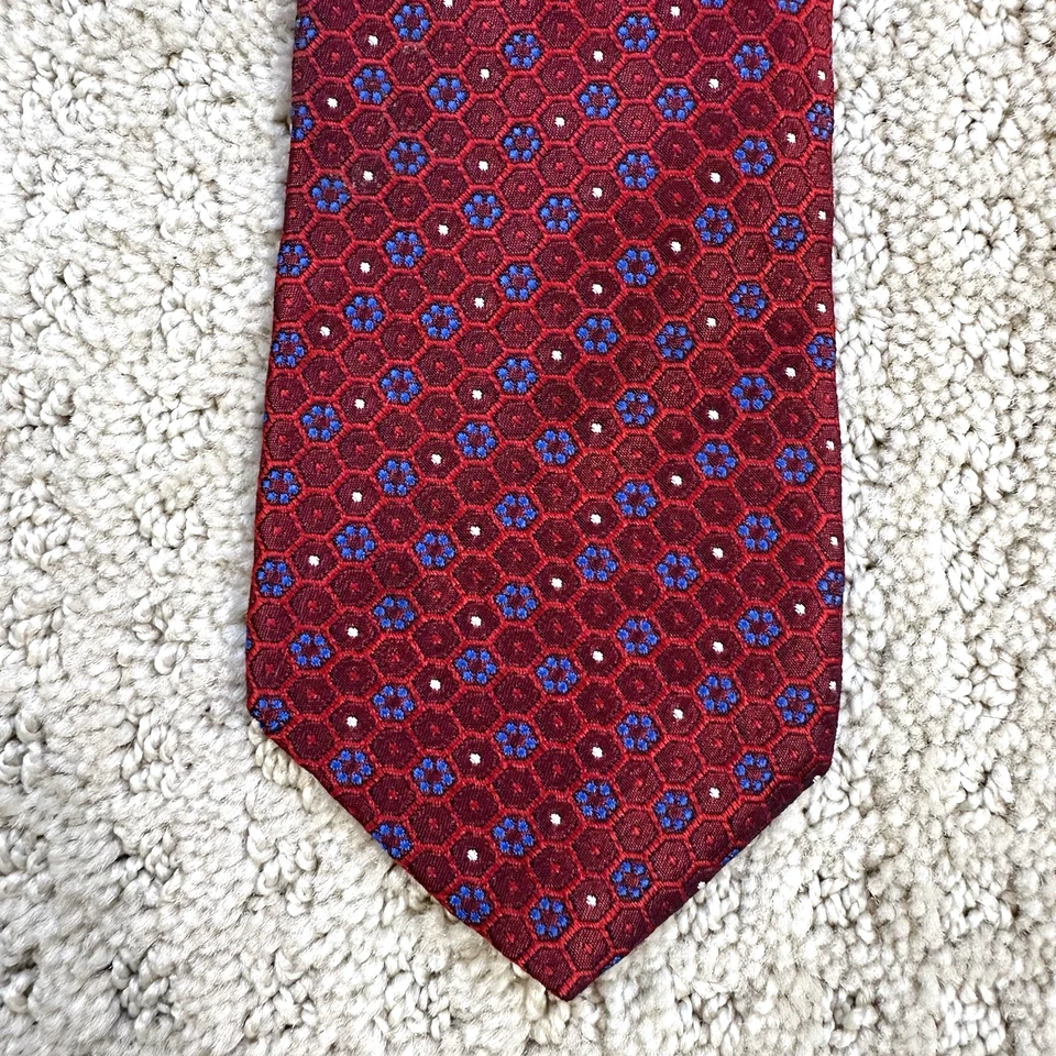 Corbata Gitman Bros 3" Para Hombre Roja Diseñador Seda Texturizada Limpia Geométrica Floral Foto 4 de 4