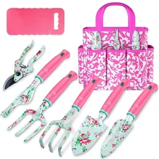 Gardening Tools, 8 Pcs Heavy Duty Floral Garden Tool Set Birthday Gifts for W...
