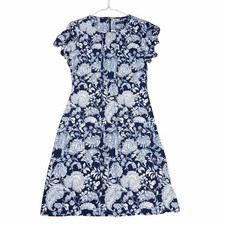 Tommy Hilfiger Blue and White Floral Paisley Print Short Sleeve Dress Size 4