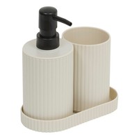 BadezimmerzubehöR Badausstattung Set 3Er Set Beige Seifenspender Zahnputzbecher