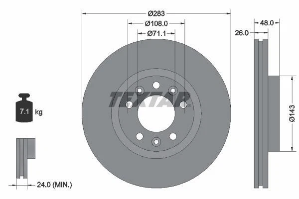 TEXTAR Brake Discs Front & Rear Braking Service Set Fits Peugeot 407 508 508 SW - Image 3 of 4