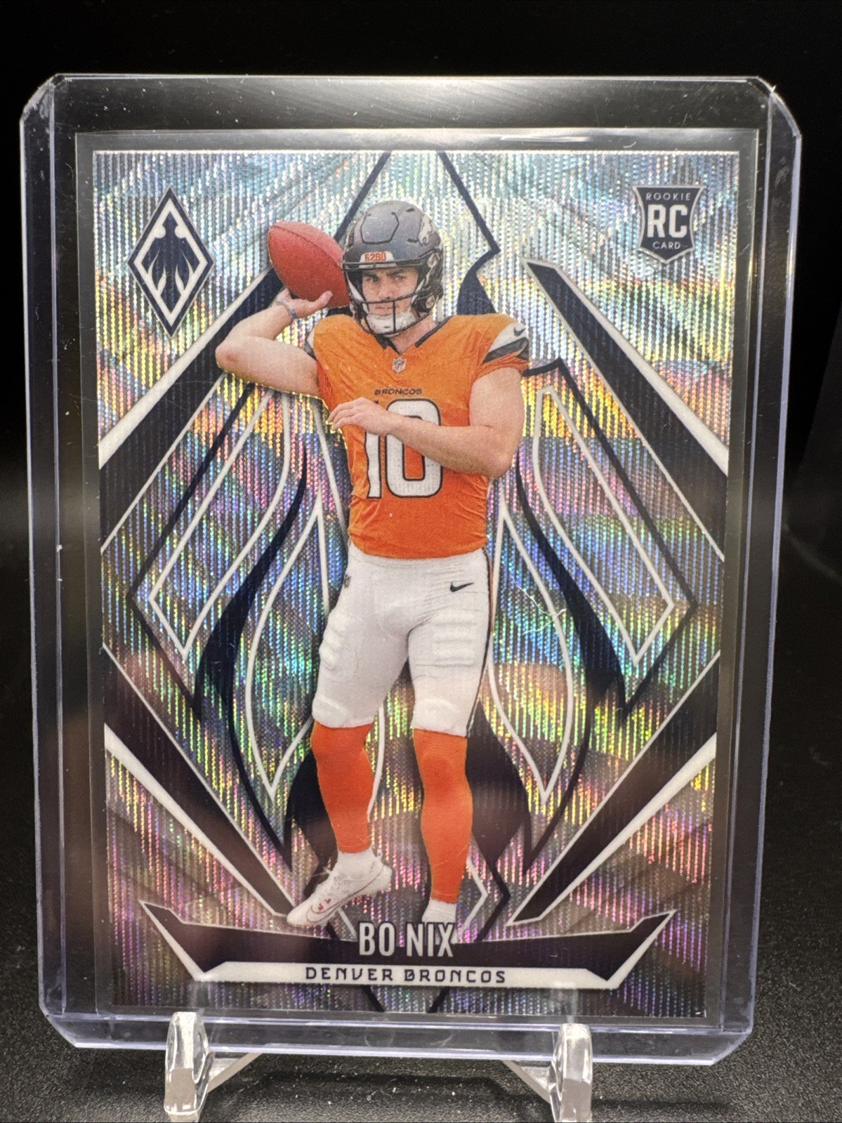 2024 Panini Phoenix Football Silver Wave Prizm #159 Bo Nix Rookie RC