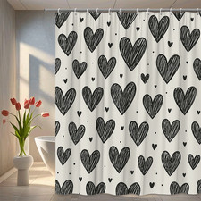Black Heart Shower Curtain for Bathroom, Cute Design