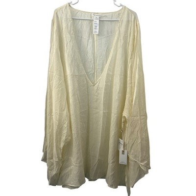 Good American Cloud White Shimmer V-Neck Caftan Coverup 5XL NEW Beach Resortwear