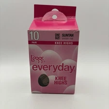 Leggs Everyday Knee Highs Nude Sheer Toe 10 Pairs One Size