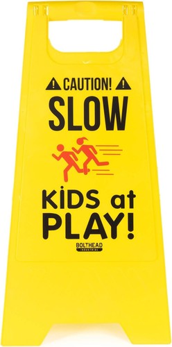 2er Pack Vorsicht Slow Kids at Play Kindersicherheit doppelseitiges Schild gelb - Bild 7 von 7