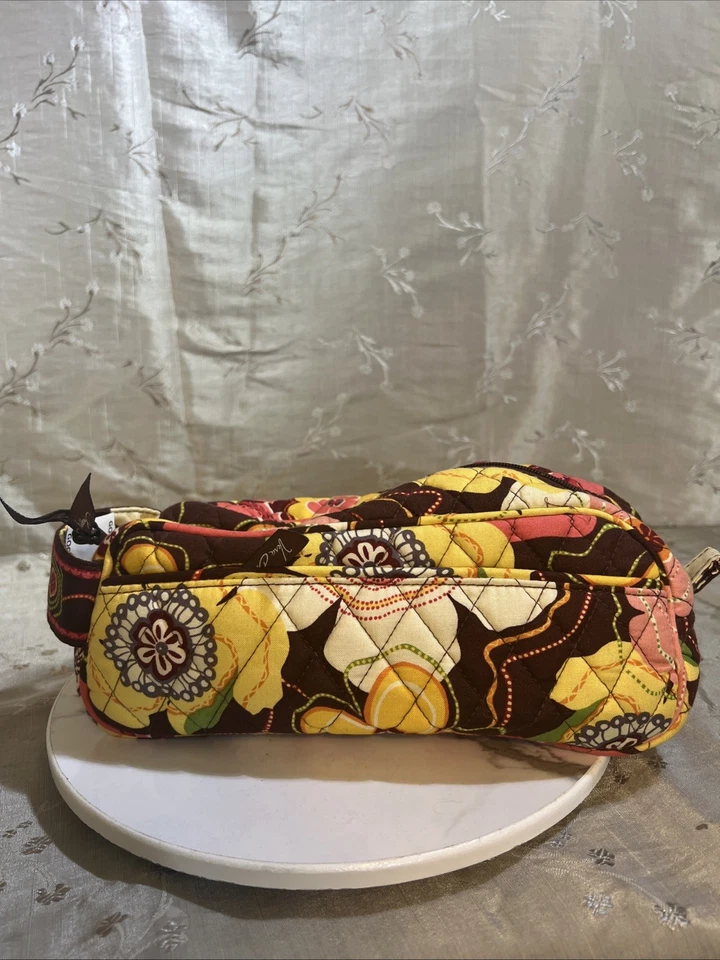 Vera Bradley Ribbon Buttercup Brown Floral Lined Large Cosmetic Makeup Bag - Изображение 4 из 4