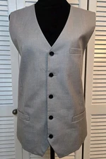 Babeyond Unisex Light Gray Casual Vest Size Large Adj Back. Button Front  Y2K 