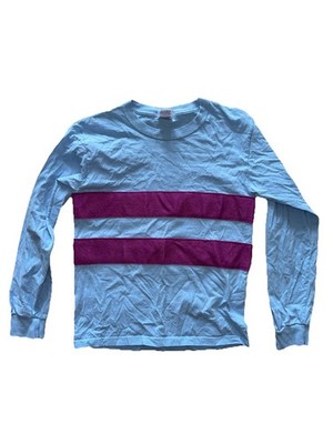 Fangamer Undertale Frisk Striped Shirt Pink Blue - Size 14/16 Girls