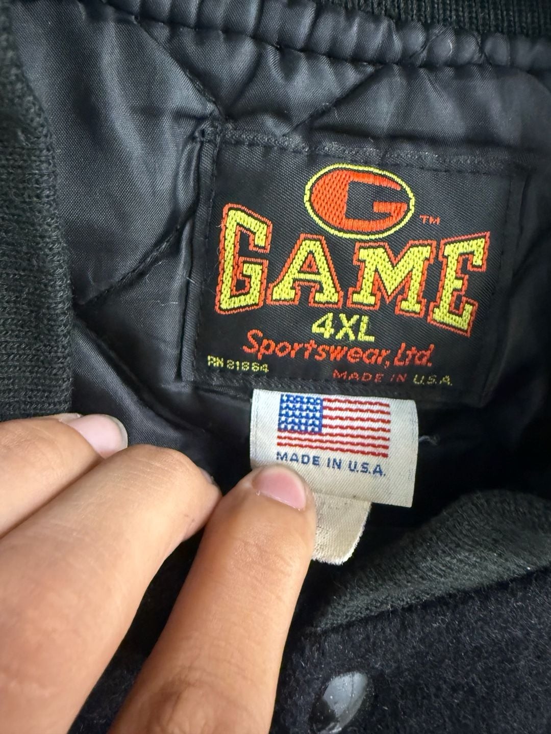 Game Sportswear Varsity Jacket Size 4XL Black District Council 33 Wool USA - second product detail image