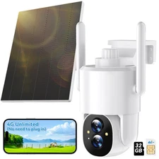 4G LTE Cellular Security Camera - No Wi-Fi Needed, 360° PTZ, Night Vision, Un...