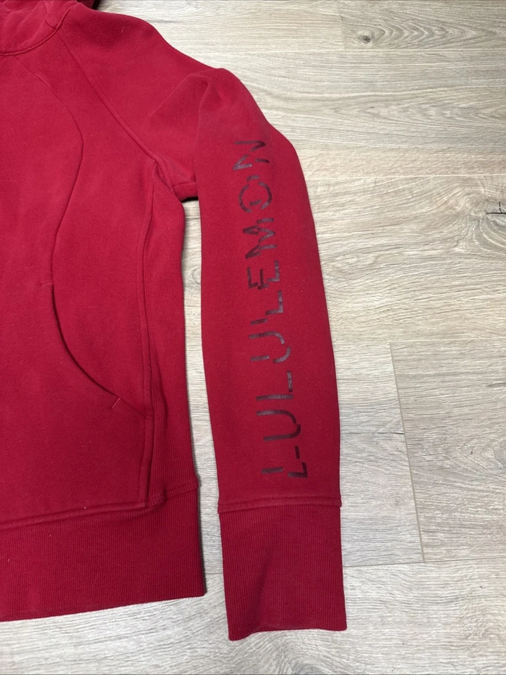 LULULEMON SCUBA HOODIE COTTON FLEECE - SIZE 12 - RED - Image 2 of 4