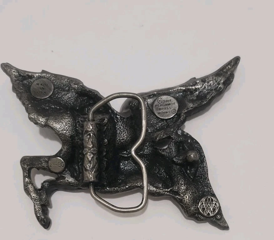 Vintage 1981 Bergamot Brass Works Pegasus Belt Buckle - Image 3 of 4
