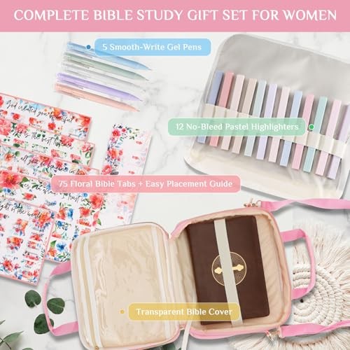Bibelhülle für Damen, große Bibeltasche mit Schultergurt, Bibel 4 rosa - Bild 3 von 8