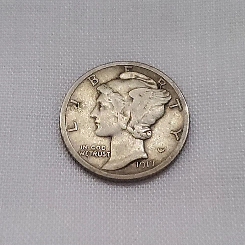 Nice Tough Early-Date VF Condition 1917-D MERCURY DIME w/FREE SHIPPING