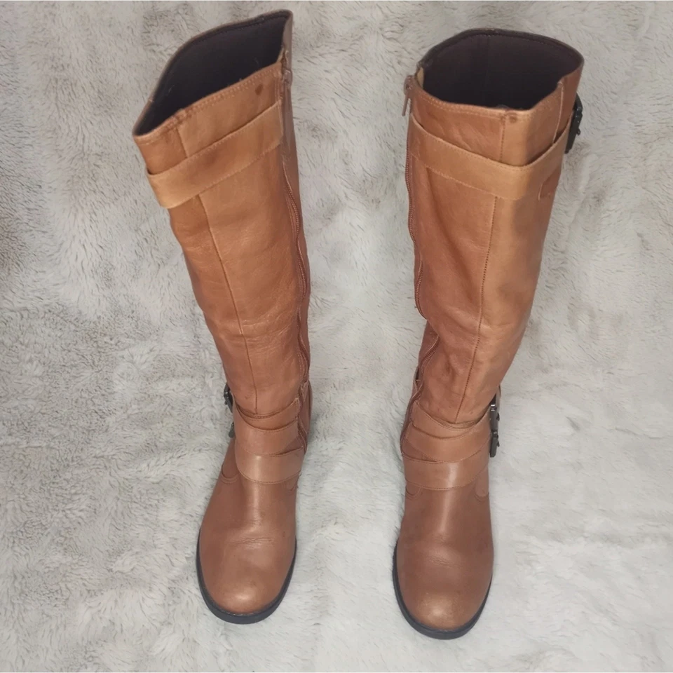 Cathy Jean Cuero Hecho en Brasil Bohemia Occidental Moto Alto Cómodas Botas Indie Foto 3 de 4