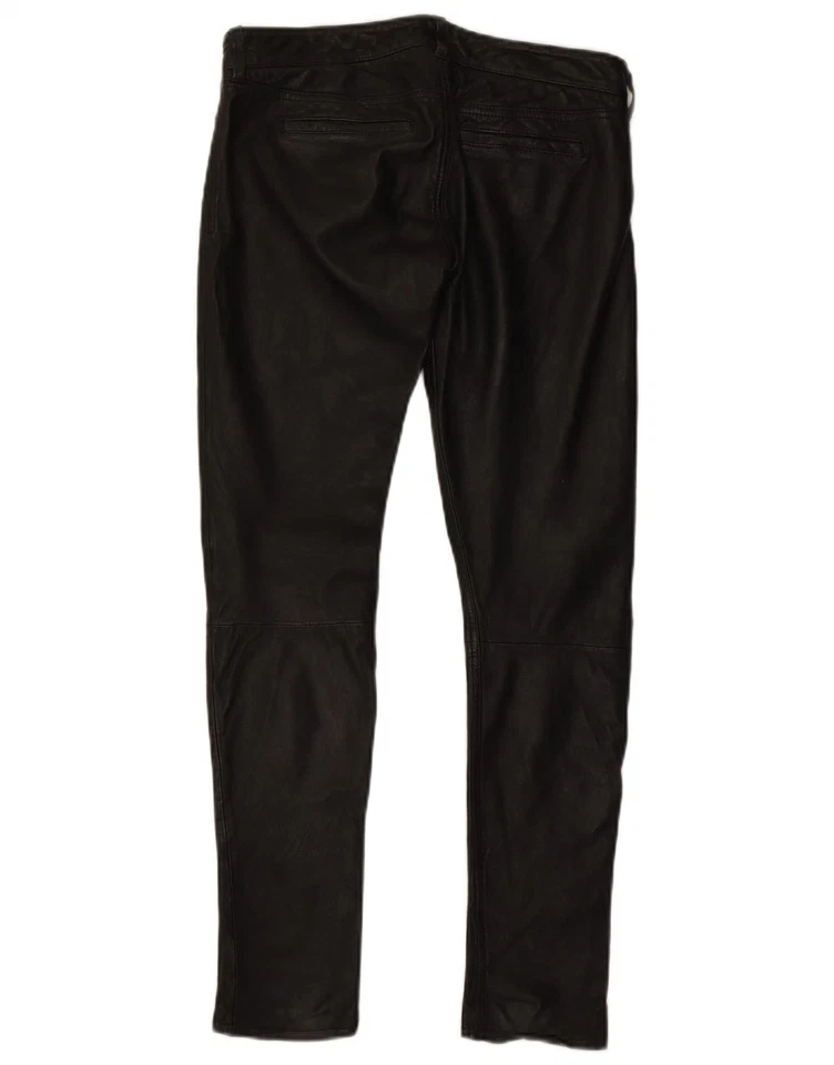 Pantalones de cuero cintura baja ALL SAINTS para mujer W27 L30 cuero negro motociclista SI12 Foto 2 de 3