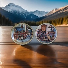 2 Cozy Country Corners Dogs Plates "Warm Retreat" "Hide & Seek" Signed by Artist