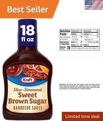 Sweet Brown Sugar Slow-Simmered BBQ Sauce, 18 oz - Fat-Free and Flavorful