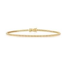 Naturel Diamant 18ct or Jaune Tennis Bracelet 375 Poinçonnée Britannique Made