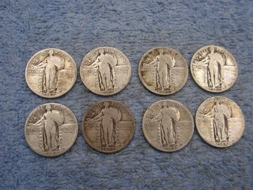 8 SILVER STANDING LIBERTY QUARTERS WITH DATES lot 303