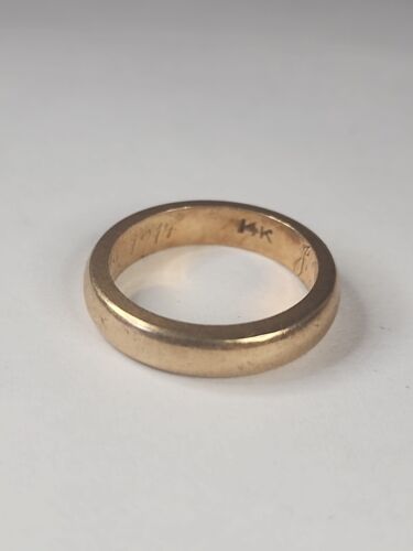 Vintge 1914 14k Gold Engraved Wedding Band Size 5 Ring Vintage 4MM 4.23 Grams