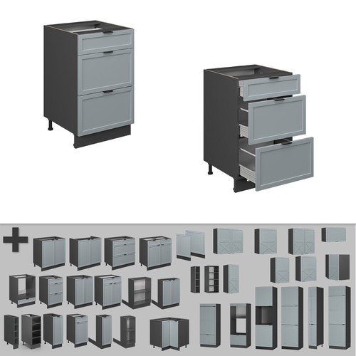Schubladenunterschrank Fame-Line Anthrazit Hellblau-Grau gerahmt 50 cm Vicco - Bild 6 von 6