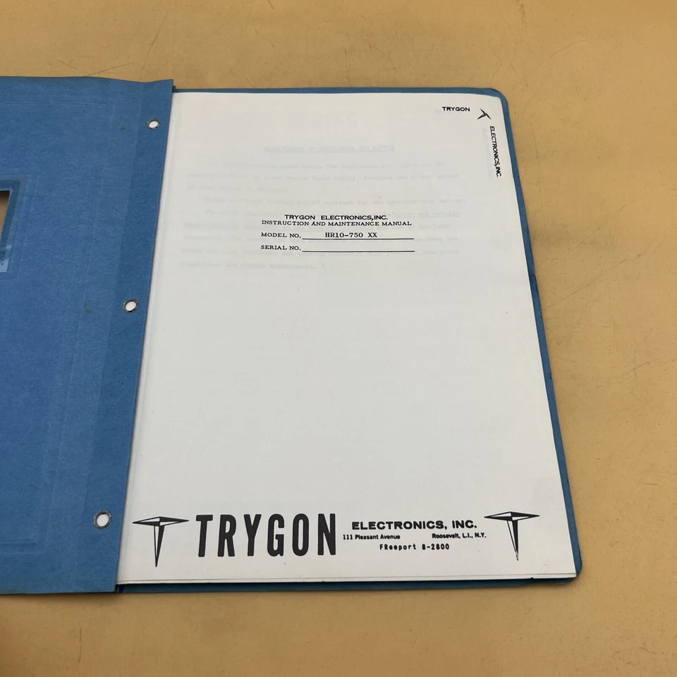 Libro manual de instrucciones y mantenimiento Trygon Electronics modelo HR10-750 XX 1965 Foto 3 de 4