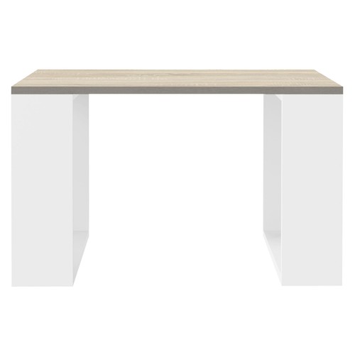 Mesa de centro moderna MDF madera de roble con patas de metal blancas 65 x 40 cm - Imagen 2 de 6