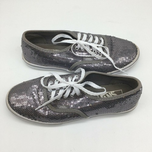 gray sparkly vans