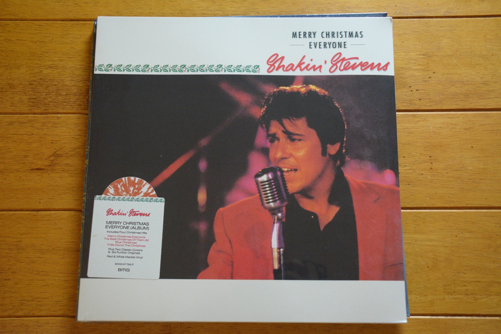 SHAKIN STEVENS "MERRY CHRISTMAS EVERYONE" LP [NEW] RED & WHITE MARBLE VINYL [77]