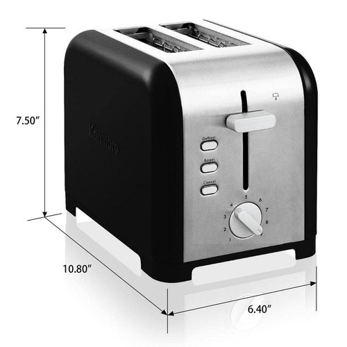 KENMORE Toaster 2-Slice Extra Wide Slots, Bagel, Defrost Stainless Steel Black - Bild 6 von 6